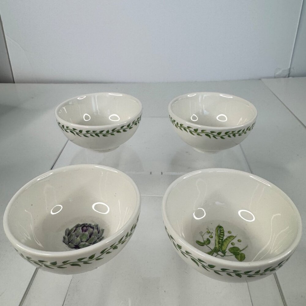 Jane Shasky Small 3 in Ceramic Bowls 4-Pc Set Vegetable Print Microwave Safe - Picture 10 of 16